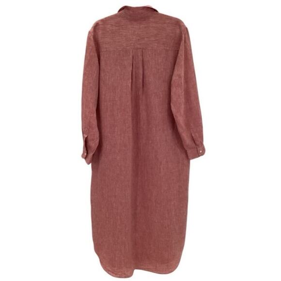 Frank & Eileen Rory Maxi Shirtdress Italian Linen Red Lived-In Linen Size Large - Picture 10 of 16